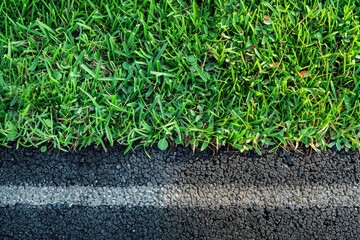 A black and white photo of a grassy field with a white line dividing it. The photo has a mood of calmness and serenity