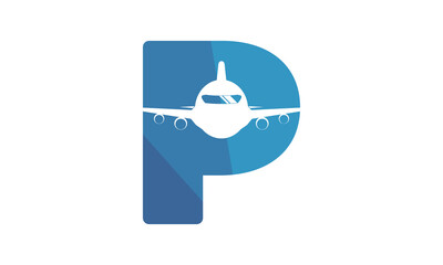 Letter P for plane illustration design vector