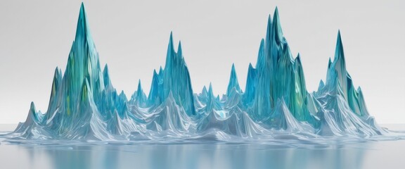 Abstract glass shape on A surreal landscape formed by melting ir