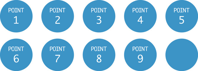 数字のアイコンのコレクション　見出しのセット　あしらい　青
