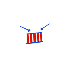 American patriotic drum for 4th of July USA Independence Day in cutout style