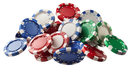 Colorful casino chips floating