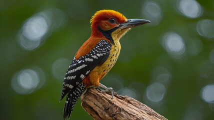 Obraz premium A beautiful common flame back woodpecker
