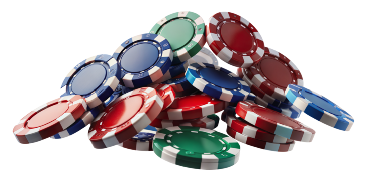 Colorful casino chips floating
