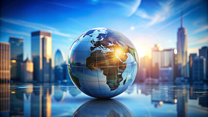 A globe surrounded by people is a global concept for the Internet.