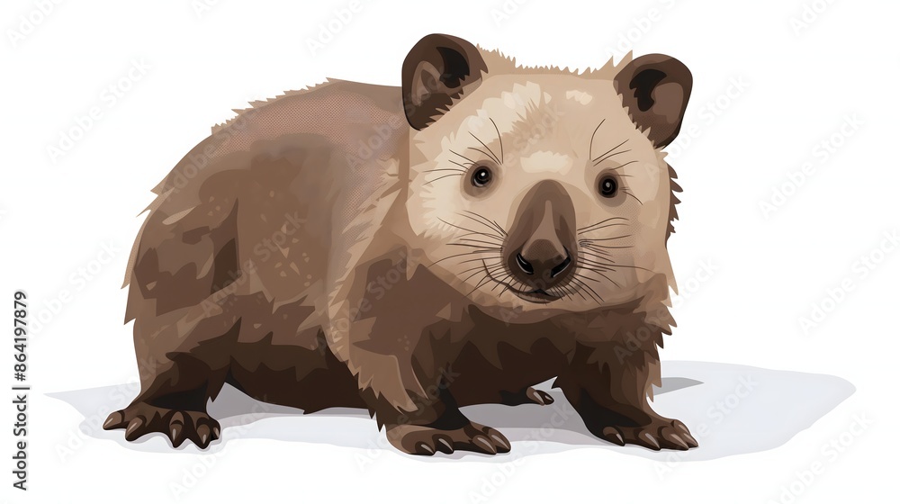 Poster 2. create an isolated illustration of a wombat with no accompanying text or logos, designed specific