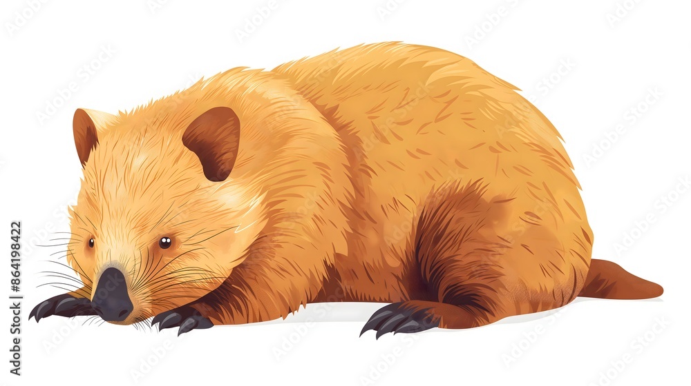 Poster 2. create an isolated illustration of a wombat with no accompanying text or logos, designed specific
