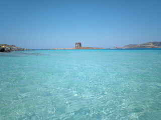 Beautiful sea in Sardegna Italy. Blue clear water sea in Italy.