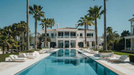 Fototapeta premium Beautiful palace with pool. 