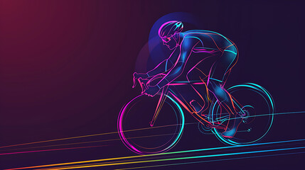 Fototapeta premium neon line bicycle racing, wallpaper, the beauty of speed from competition