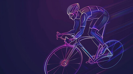 Fototapeta premium neon line bicycle racing, wallpaper, the beauty of speed from competition