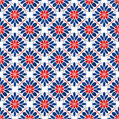 Seamless Red and Blue digital paper, Moroccan tile,