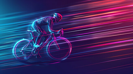 Fototapeta premium neon line bicycle racing, wallpaper, the beauty of speed from competition