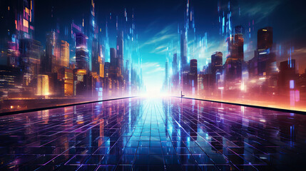 generated illustration a large wall with running monitors