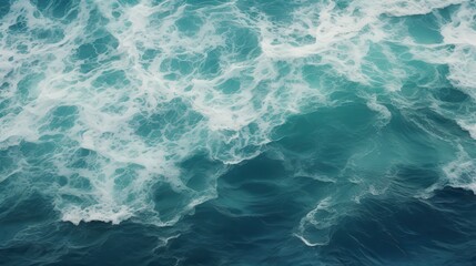 White Foam on Deep Blue Ocean