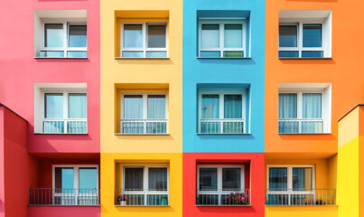 Colorful row houses.Generative AI