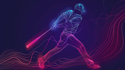 neon line baseball, wallpaper, the beauty of movement and speed from competition