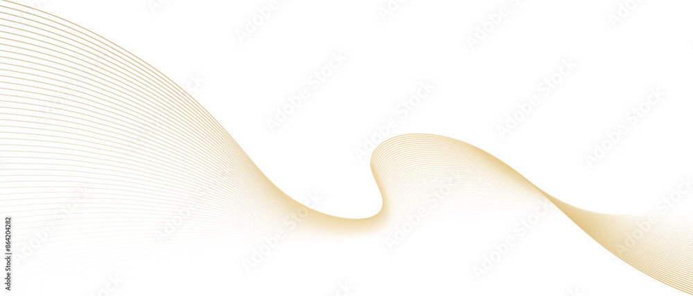 Poster Abstract wavy lines (Guilloche texture) flowing smooth curve gold gradient color on transparent background. Vector horizontal template for business banner, technology, luxury voucher, invitation