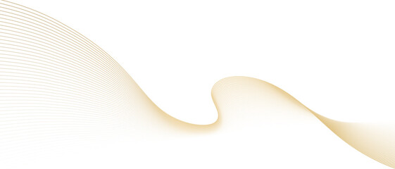 Abstract wavy lines (Guilloche texture) flowing smooth curve gold gradient color on transparent background. Vector horizontal template for business banner, technology, luxury voucher, invitation