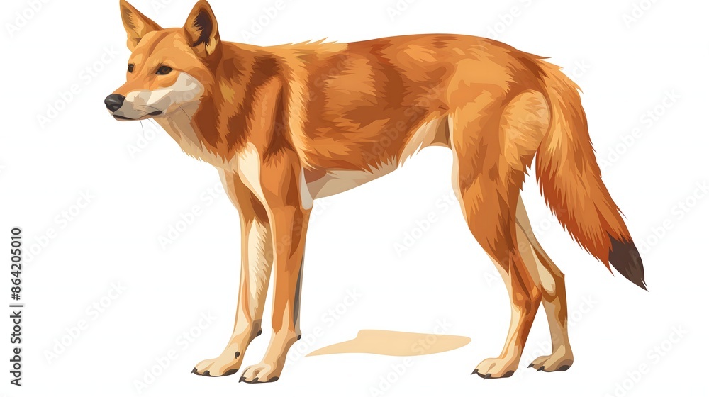 Poster 2. create an isolated illustration of a dingo without any accompanying text or logos, designed speci