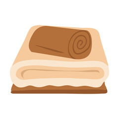 Vector illustration of a stack of towels. A stack of towels. Fabric bath towels. Hand kitchen towels, textile cloth for spa, beach, shower fabric rolls lying in stack.