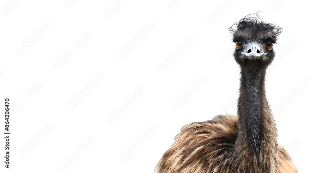 Aufkleber 1. generate an emu image with a transparent background, perfect for placing on a clean white backdro