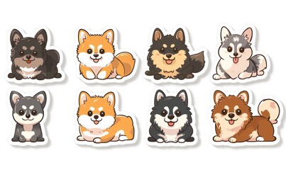 Fototapeta premium Unique best happy baby dog sticker. Cute beagle dog stickers pack.Generative AI