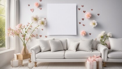 modern living room with white sofa