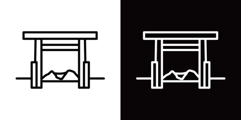 シンプルな夫婦岩のラインアイコン