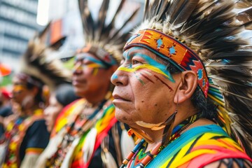 cultural diversity of Indigenous peoples around the globe on International Day, depicting traditional attire, rituals, and symbols that honor their rich heritage and ancestral wisdom