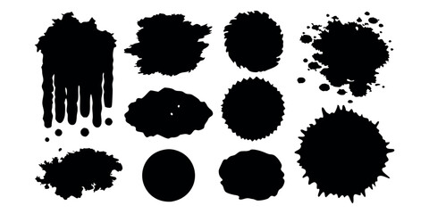 Set of black grunge texture. Ripped paper. Grunge frame collection for sticker, collage, banner. Black illustration isolated on white background 
