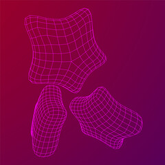 Rating stars icon for review product. Wireframe low poly mesh vector illustration