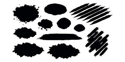 Set of black grunge texture. Ripped paper. Grunge frame collection for sticker, collage, banner. Black illustration isolated on white background 
