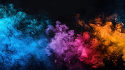 Vivid swirls of blue, purple, pink, and orange smoke drifting against a dark background, creating a mesmerizing visual effect.