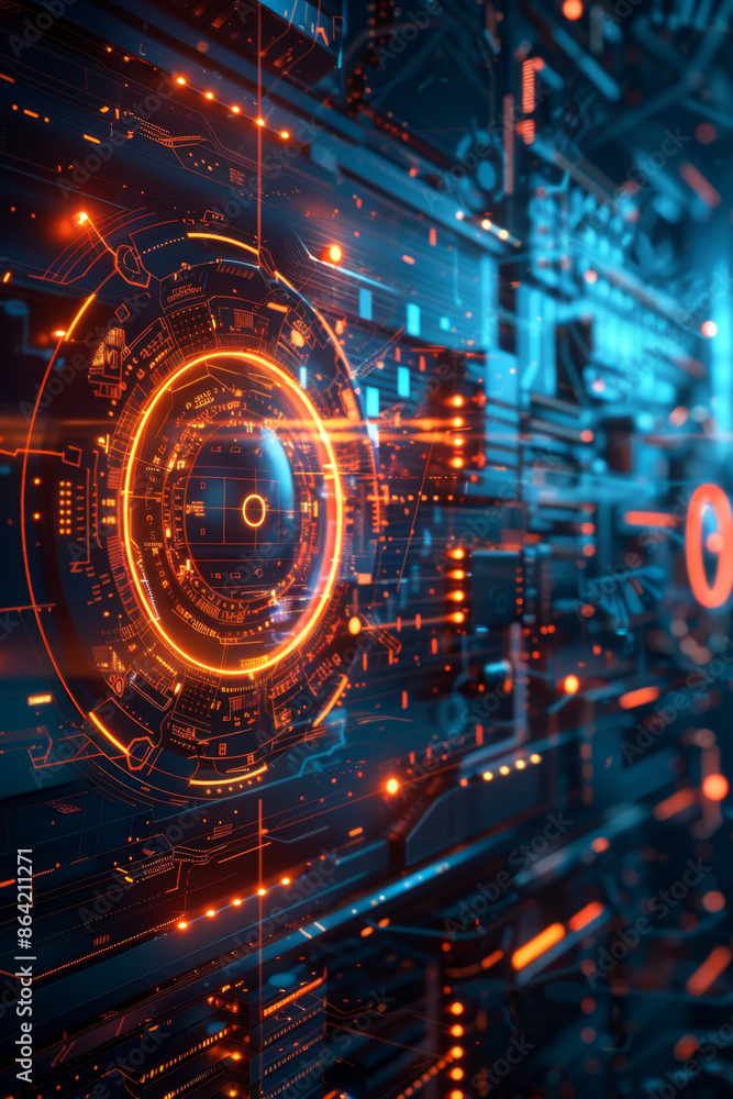 Poster Digital elements and machine learning concepts in a futuristic setting.