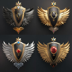 Asset of shield on dark background, Illustration