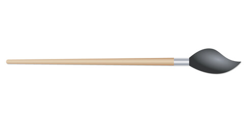 Realistic Horizontal Paint Brush Isolated On White, Art Brush Vector Illustration.	