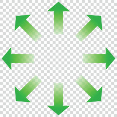 Green arrows. With a gradient. From green to transparent. Elements of graphic design. Vector illustration.