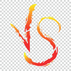 Battle against battle. Versus. Confrontation. VS sign. Letters v and s painted with a brush. With a gradient. Red and orange colors.