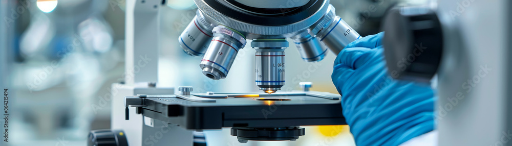 Poster discover hidden worlds through microscope exploration with a focused scientist.