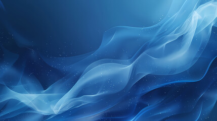 Elegant blue translucent waves with glimmering stars on a dark blue background