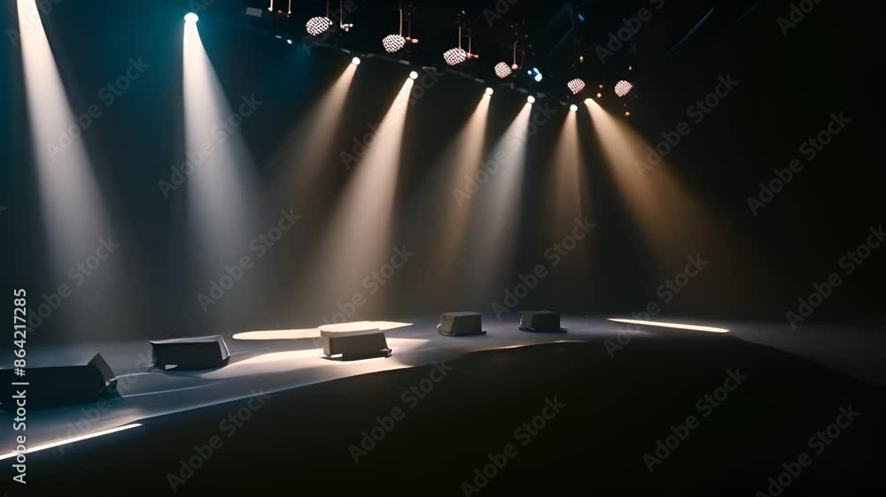Aufkleber empty stage with spotlights generative ai