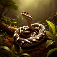 Fototapeta premium The poisonous snake is coiled