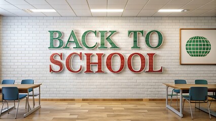 Back to School Text on School Wall. Perfect for: School