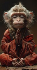 Zen Monkey in Meditation Pose   Spiritual Animal Inspiration for Posters and Zen Art