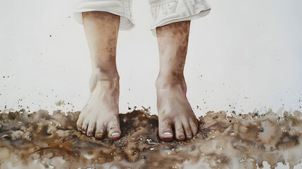 child’s feet in the dirt