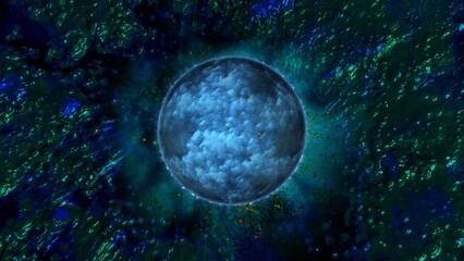 bright, fiery planet rotating in deep space
