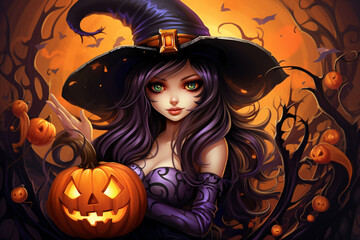 a cartoon of a person holding a pumpkin