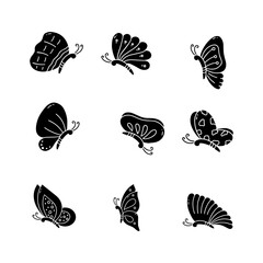 Butterfly hand drawn solid icon vector illustration