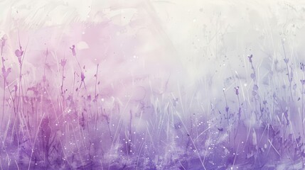 Serene scene with wispy brushstrokes on a lavender to white gradient backdrop